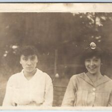 c1910s Two Ladies in Lincoln Park RPPC Ugly Girl & Cute Smile Real Photo PC A123 picture