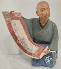 Vintage Rare Japanese Hakata Urasaki Clay Doll Monk With Scroll Made In Japan picture