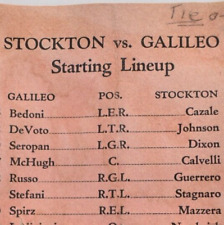 1933 SHS Stockton High School GHS Galileo Football Game Team Player Lineup Flyer picture