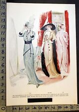 1912 WOMEN FASHION EDWARDIAN DRAPERY DRESS GRACEFUL STYLE DESIGN PRINT 35576  picture
