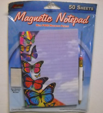 AGI Magnetic Notepad Series Butterflies Rainbow 50 Sheets Magnet Pencil Holder picture