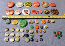 Vintage Bible School Verse Jesus Christ Saves Religion Pin Button  48 Mixed Lot picture