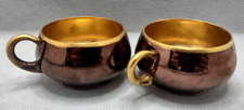 2 Cups HC Royal Bavaria Germany Demitasse Heavy Gold Interior Porcelain Brown picture