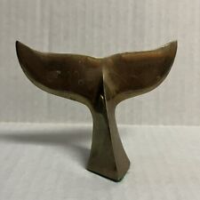 Vintage MCM Solid Brass Whale Tail Paperweight Nautical Beach Decor picture