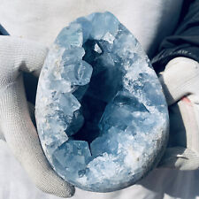 5.56LB Natural Beautiful Blue Celestite Crystal Geode Cave Mineral Specimen picture