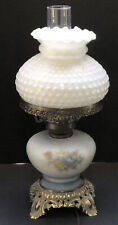 Vintage White Milk, Hobnail Glass / Brass Base & Ornate Accents Lamp *Ships Fast picture