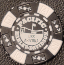 PACIFIC HD~HAWAII~USS ARIZONA ~ Black AKQJ wht stamp ~ Harley Davidso Poker Chip picture
