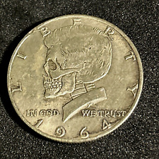 Kennedy Cool Skull Novelty Heads Tails Challenge Coin Antique Finish picture
