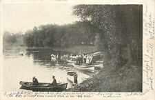 Cedar Falls Iowa~Cedar Falls Launch Fleet At Big Eddy~Folks on Dock1907 Postcard picture