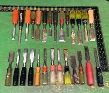Large Lot of Vintage Wood Carving Hand Chisel Knife Set Woodworking Gouges Tools picture
