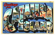 1939 Greetings from CATALINA ISLAND CA,  Big Letters C.T. postcard jj025 picture