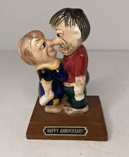 Vtg Happy Anniversary Couple Japan Funny Wood Base picture