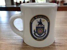 1980s USS WISCONSIN BB 64 MILITARY COFFEE MUG VICTOR VINTAGE NAVY Mint Condition picture