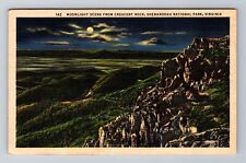 VA- Virginia, Moonlight Scene From Crescent Rock, Antique Vintage c1937 Postcard picture