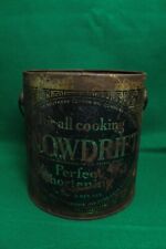 Vintage Snowdrift Shortening Tin Bucket with Handle 4 lbs No Lid rusty picture