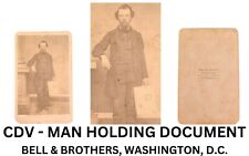 CDV PHOTOGRAPH -  MAN HOLDING DOCUMENT - BELL & BROTHERS, WASHINGTON, D.C. (180) picture