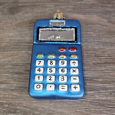 Old World Christmas Calculator Ornament Blue Blown Glass Student Teacher OWC picture