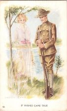Postcard WWI Doughboy US Soldier Longing for Girlfriend Home Archie Gunn* picture