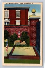 Philadelphia PA- Pennsylvania, Benjamin Franklin's Grave, Vintage Postcard picture