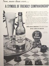 Pabst Blue Ribbon Beer Checkers Wartime Companionship Bar Vintage Print Ad 1944 picture
