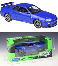 WELLY 1:24 Nissan Skyline GT-R R34 Alloy Diecast Vehicle Car MODEL TOY Gift picture