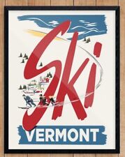 Vintage Vermont Ski Poster Decor - 11 x 14, Made In USA picture