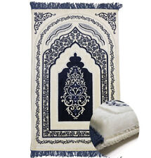Modefa Turkish Velvet Prayer Rug - Luxury Orthopedic Padded Foam Cushion - Blue picture