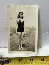 Vintage 1930s Photo Snapshot Of Beautiful Slim Woman I’m Tight Bathing Suit picture