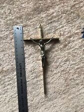 Vintage Solid Brass Crucifix Jesus Christ Wall Hanging High-end Widened Cross picture