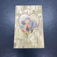ANTIQUE 1900’s POST CARD OF ORIENTAL CHILDREN KISSING LOVE’S REMEMBRANCE POST picture