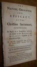 1730 ANTIQUE CHRISTIAN SACREMENTS CHURCH CATECHISM BIBLE STUDY BOOK DR CLARKE picture
