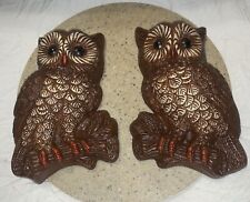 Vintage 70's Homco Pair of Owls Wall Art Molded Resin Foam Decor  picture