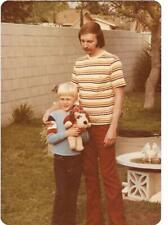 1970's FOUND COLOR PHOTOGRAPH Father And Son PORTRAIT Snapshot VINTAGE 01 30 W picture