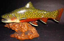 BIG SKI CARVERS Wood Carving Brown Trout Handcrafted Fish Decoration 8 Inches picture