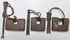 Lot of 3 Antique Iron Strip System Pad Locks Working Original Old Hand Crafted picture