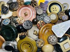 Antique Vintage Large Lot Of Buttons Metal Picture Glass Enamel Plastic J10 picture