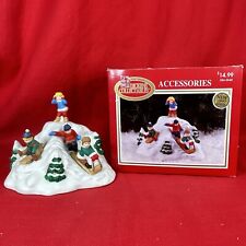 VINTAGE DICKENS COLLECTABLES Children Sledding Christmas Accessory ~c.1998 Boxed picture