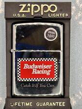 Vintage 1995 Budweiser Racing High Polish Chrome Zippo Lighter NEW picture