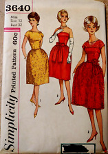Vtg. Year 1958 Simplicity #3640 Junior & Misses One-piece Dress Sz  12 Bust 32 picture