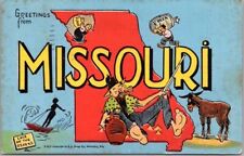 Vintage MISSOURI Comic Greetings Postcard State Map Outline / KROPP Linen 1953 picture