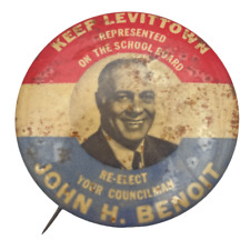 Vintage Levinttown John Benoit Councilman Political Campaign Collectible Button picture