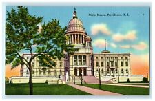 1930 Entrance and Tree View in State House Providence, Rhode Island RI Postcard picture