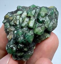 91 Carats Full Terminated Green Swat Emerald Crystals Bunch On Matrix @PAK picture