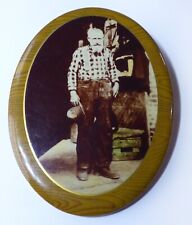 Vintage Oval Celluloid Photo Old Man Tin Button Portrait 5