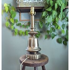 Vintage Brass 1970s Table Lamp Funky Gold Tone Chunky Heavy Solid Housewarming picture