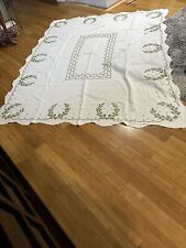 Vintage Hand Embroidered Cross StitchTablecloth picture