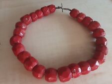 Red Bamboo Chunky Coral Beaded Handmade Necklace 18.5