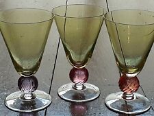 Lovely Vintage SET OF 3 ROMANIAN-ROMANIA ART GLASS-Glasses-Handmade picture