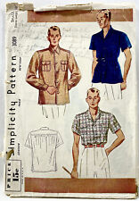 1930s Simplicity Sewing Pattern 3089 Mens Sport Shirts 3 Styles Size S Vtg 13143 picture