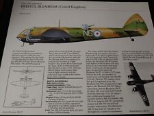CLOSE UP ~ Bristol Blenheim Military Aircraft Plane Profile Data Print picture
